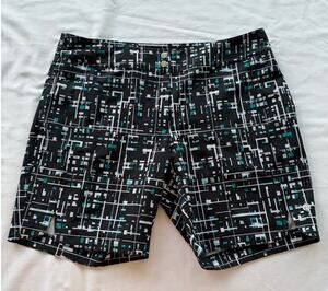 Golfcore Sporty EP Sport Women's Black & Teal Geometric Print Golf Shorts Size 8